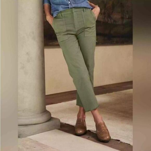Frank & Eileen Blackstone Utility Pants Mid Rise Crop Straight Army Green Size 0 - Picture 2 of 10